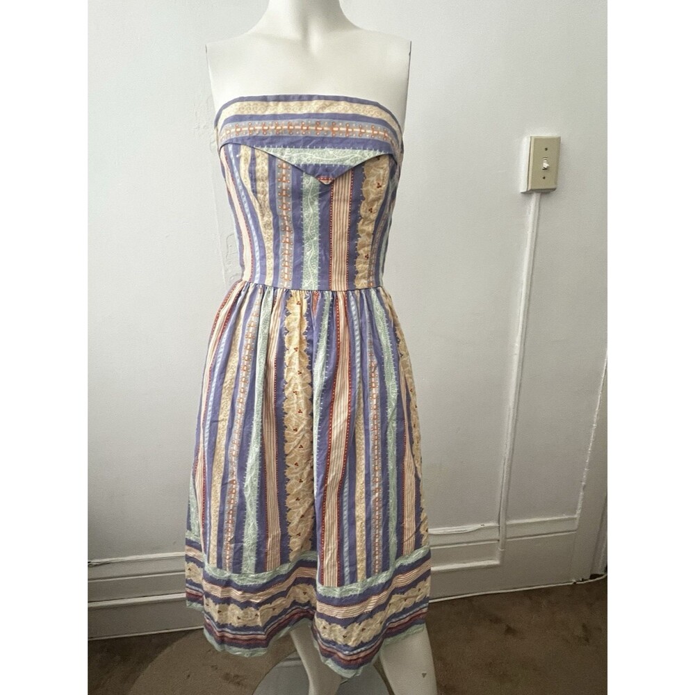 VTG Blair Woolverton Dress 4 Country Preppy Cottage Core Floral Stripes Dainty